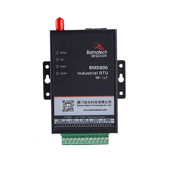 BMD800 NB-IoT 无线数传DTU，基于NB-IoT网络给予窄带无线通信与低速率数据传输。NB-IoT物联网终端，具有连接量大，覆盖面广，穿透性好，功耗低、成本低等强大优势。